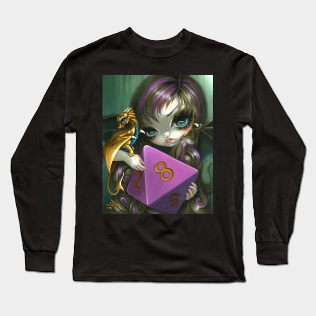 20 Sided Die Gamer Girl Fairy Dragon Long Sleeve T-Shirt by Wanderer Bat